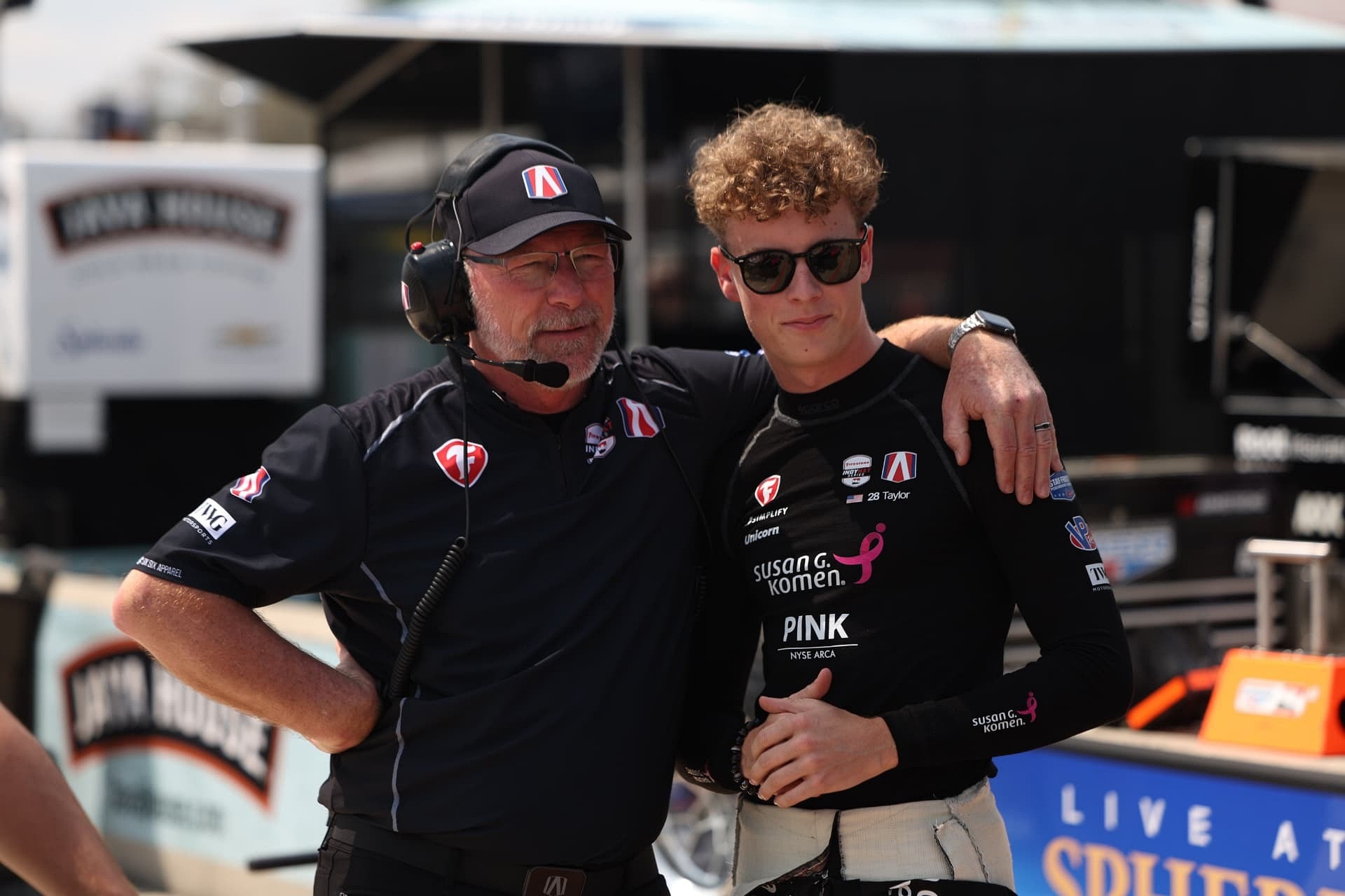 Max Taylor with his race engineer in the paddock